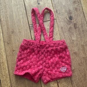 Baby Guess Hot Pink Textured Suspender Shorts
